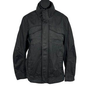 Oakley Mens Black Cotton Jacket Size Medium M High Collar Pocket Long Sleeve EUC